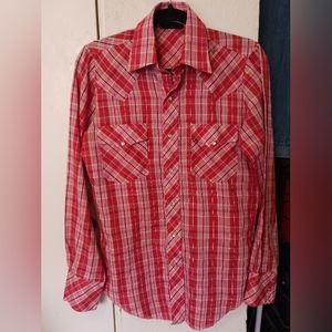 Champion Westerns Permenant Press Red Plaid Western Pearl Snap Womens Size 14
